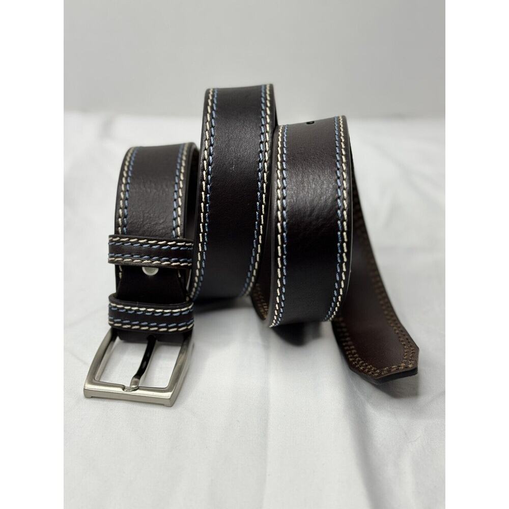 Italian Veg Tanned Tuscan Bull Lucca Brown Leather Dress Casual Belt Size 36
